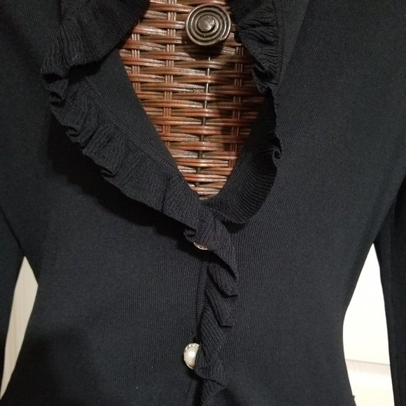 BCBG MAXAZRIA  Ruffled Front Cardigan Jackets - L - Picture 5 of 16